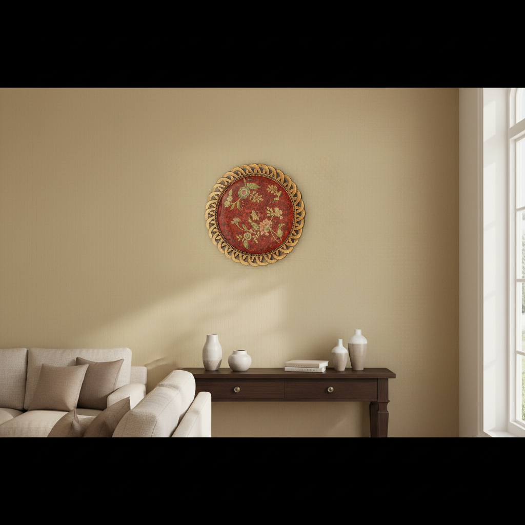 Elegant Red Floral Decorative Wall Plate