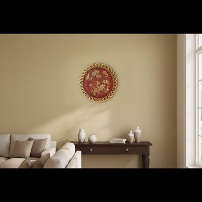Elegant Red Floral Decorative Wall Plate