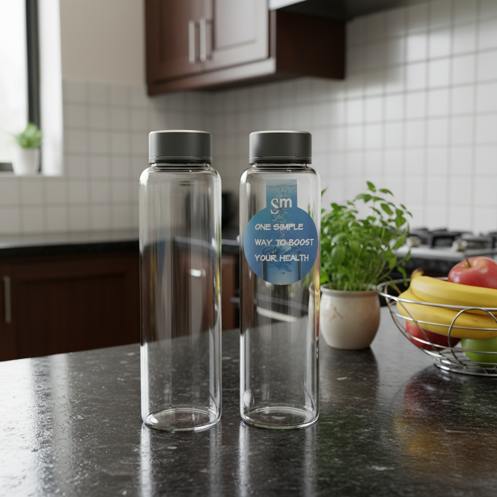 Slim Glass Bottle with Airtight Lid - Set of 2