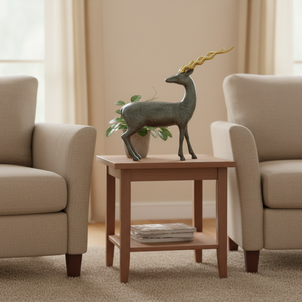 Elegant Deer Figurine with Golden Spiral Antlers – Luxury Home Décor Showpiece