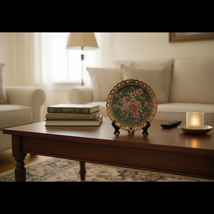 Elegant Green Floral Decorative Wall Plate