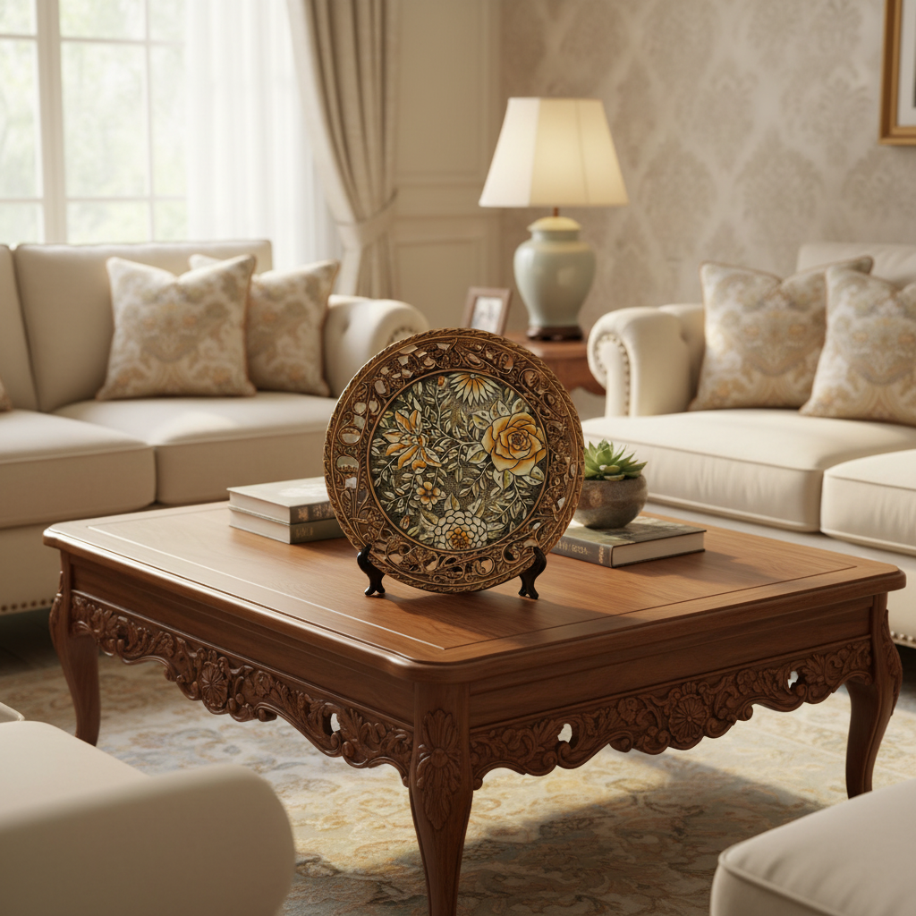 The Noir Bloom – Luxury Golden Floral Wall Plate