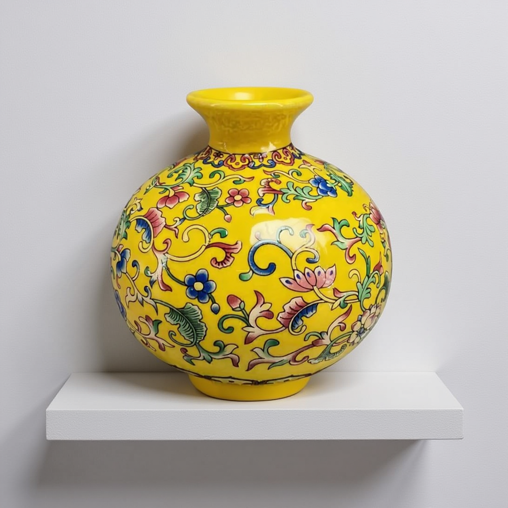 Imperial Elegance : Yellow Decorative vase (Small)