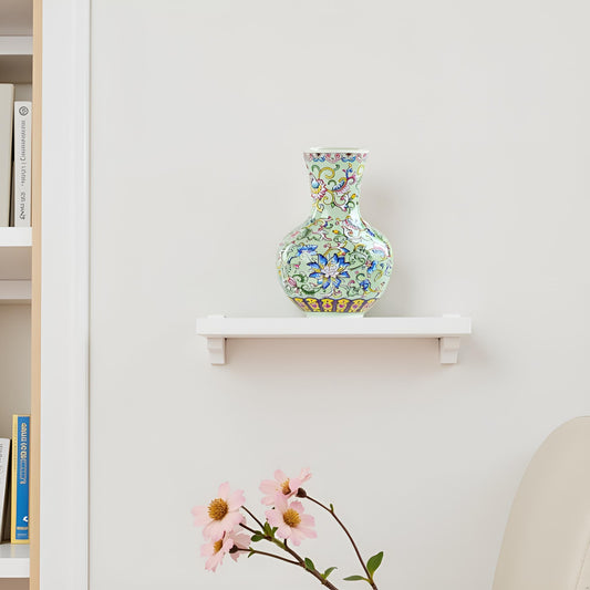 Oriental Ceramic Flower Vase with Intricate Floral Design