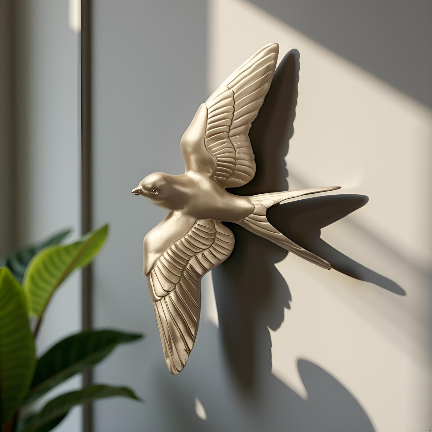 Modern Ceramic Bird Wall Decor – Gold Flying Bird Decorative - Single piece