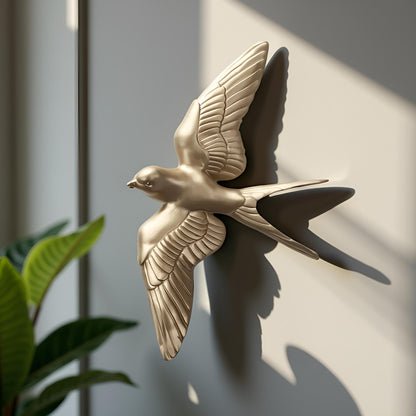 Modern Ceramic Bird Wall Decor – Gold Flying Bird Decorative - Single piece
