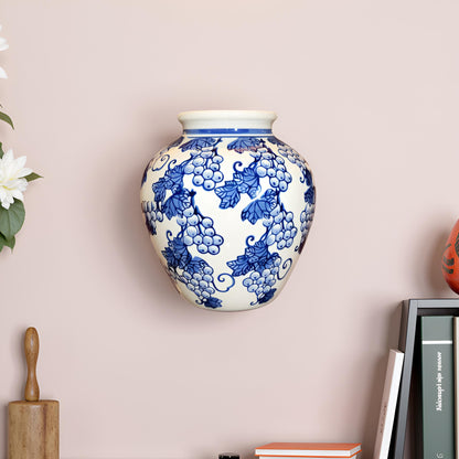 Oriental Blue & White Wall Vase - Blue Pottery Collection