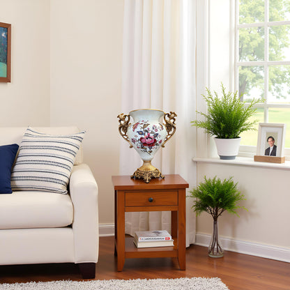 Elegant Decorative Ceramic Vase with Golden Accents