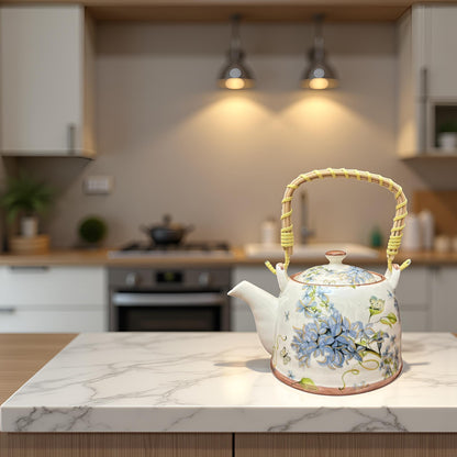 Oriental Blue & White Teapot with Sieve