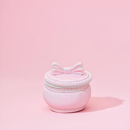 The Blush Bow Jar – Pink Ceramic Trinket Jar (Small)