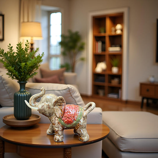 The Regal Parade – Ceramic Elephant Family Showpiece