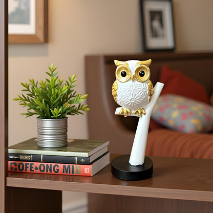 White and Gold Owl Figurine - Small
