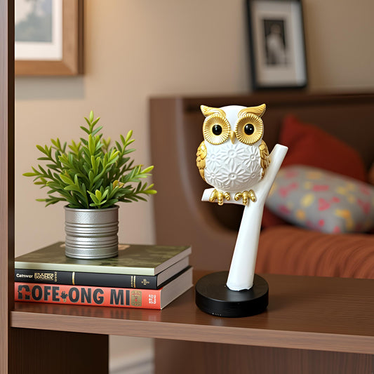 White and Gold Owl Figurine - Small