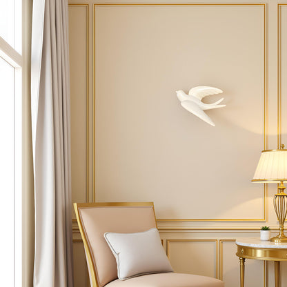 Elegant White Bird Wall Décor towards Left Direction - Single piece