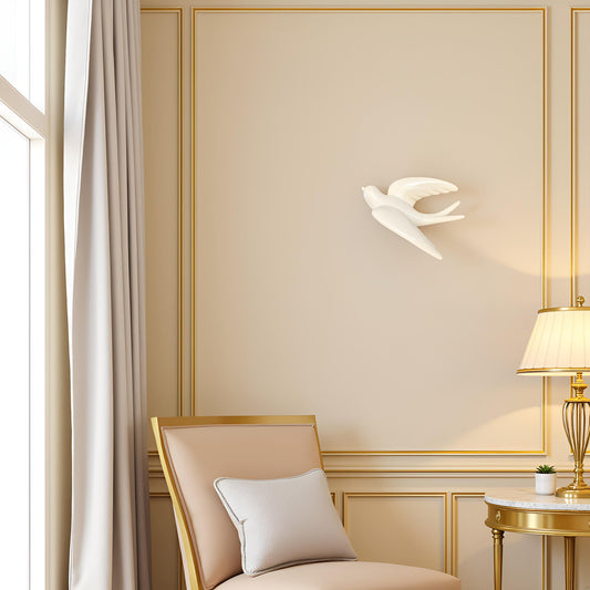 Elegant White Bird Wall Décor towards Left Direction - Single piece