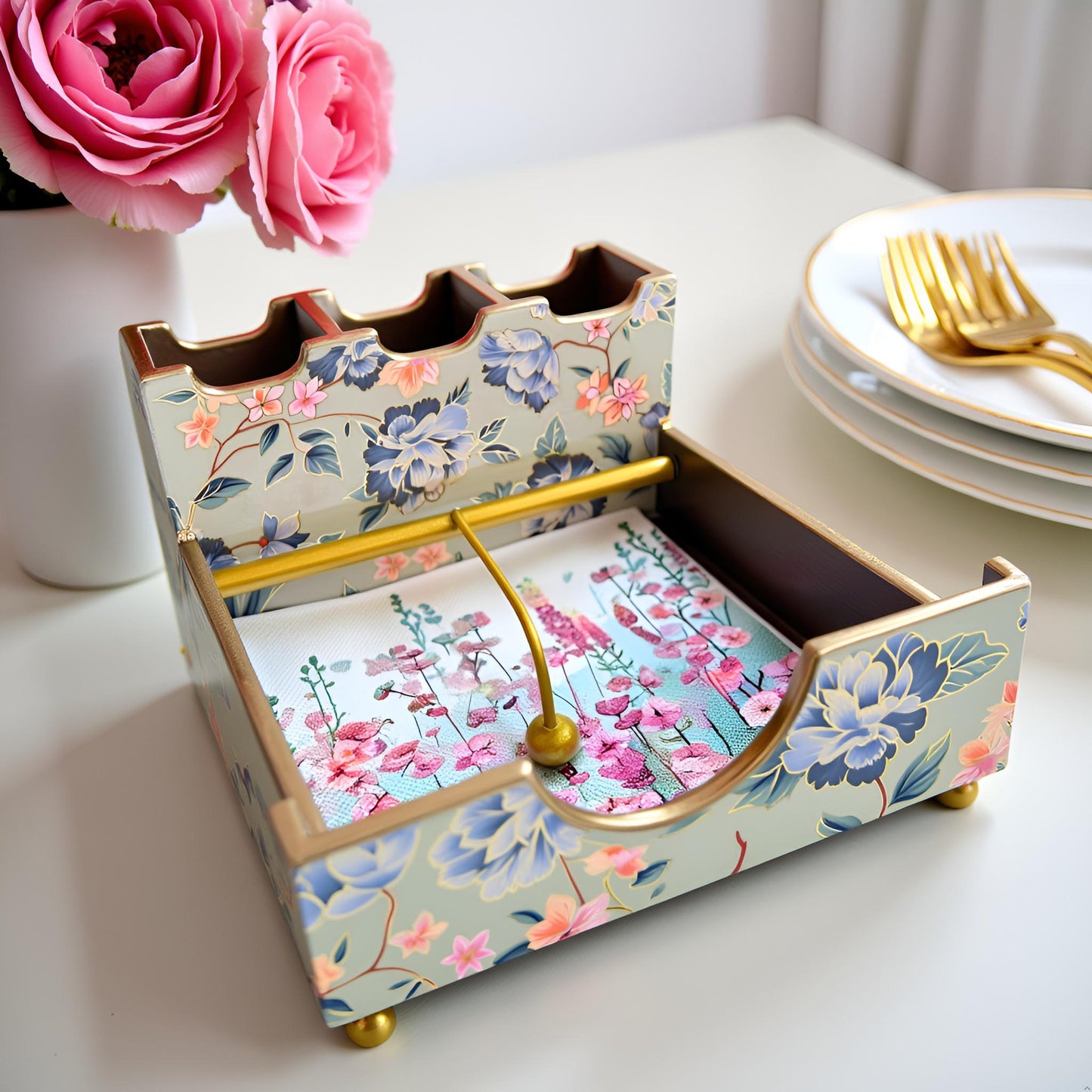 Vintage Petals Collection - Paper Napkin & Cutlery Holder