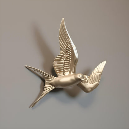Modern Ceramic Bird Wall Decor – Gold Flying Bird Decorative - Single piece