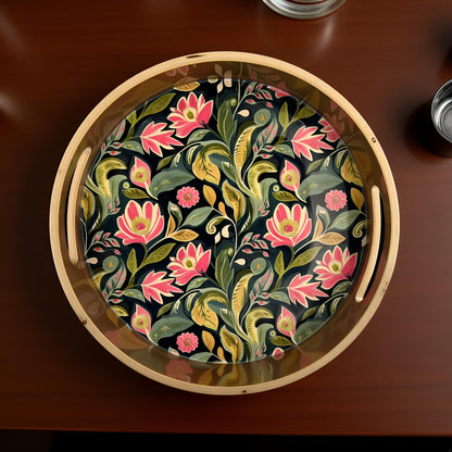 Emerald Petals Collection - Small Round Tray