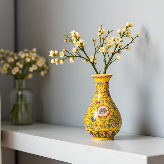 Imperial Elegance : Yellow Decorative vase (Small)