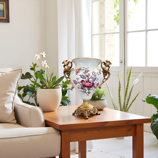 Elegant Decorative Ceramic Vase with Golden Accents