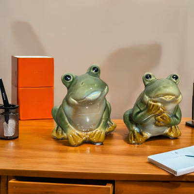 Ceramic Frog Twins Figurines – Whimsical 2 Piece Set