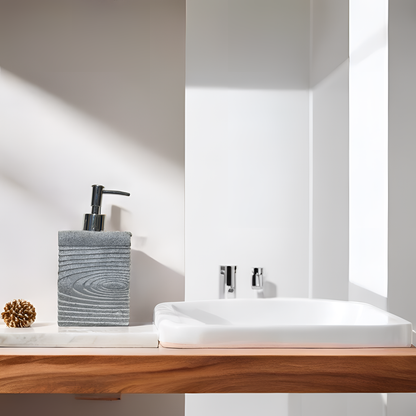 Textured Grey Resin Soap Dispenser with Chrome Pump