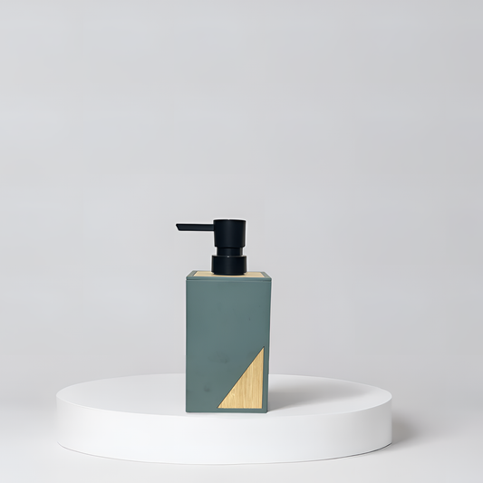 Modern Minimalist Soap Dispenser – Green with Bamboo Accent