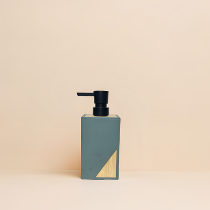 Modern Minimalist Soap Dispenser – Green with Bamboo Accent