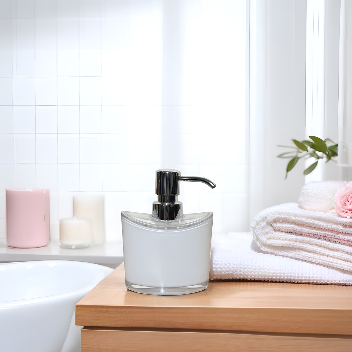 Modern Grey Acrylic Soap Dispenser with Chrome Pump