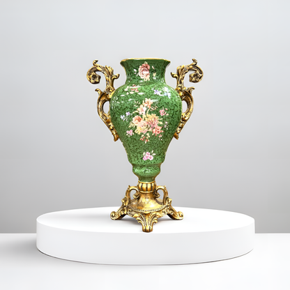 Luxury Green Ornate Vase Tall