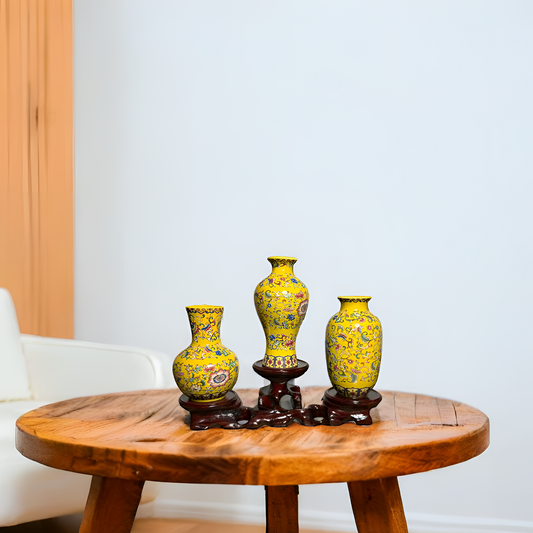 Imperial Elegance : Yellow Meiping Decoration 3 pc Set