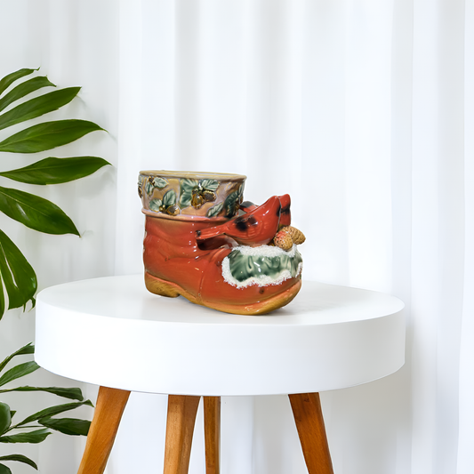 Ceramic Boot Decorative Multipurpose with Holiday Accents