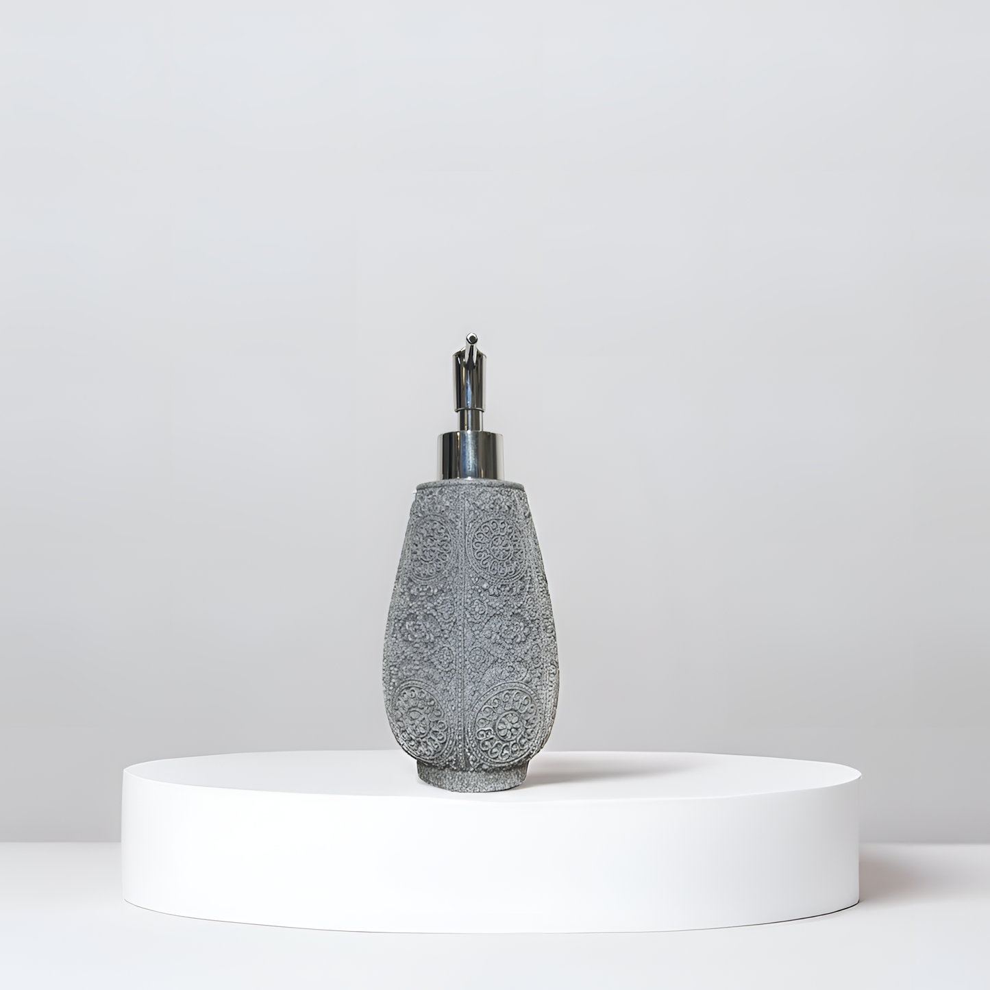 Textured Grey Resin Soap Dispenser with Chrome Pump