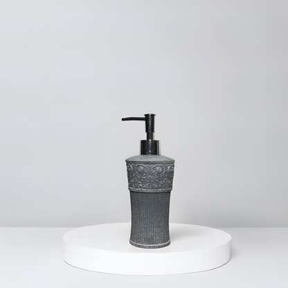 Textured Grey Resin Soap Dispenser with Chrome Pump