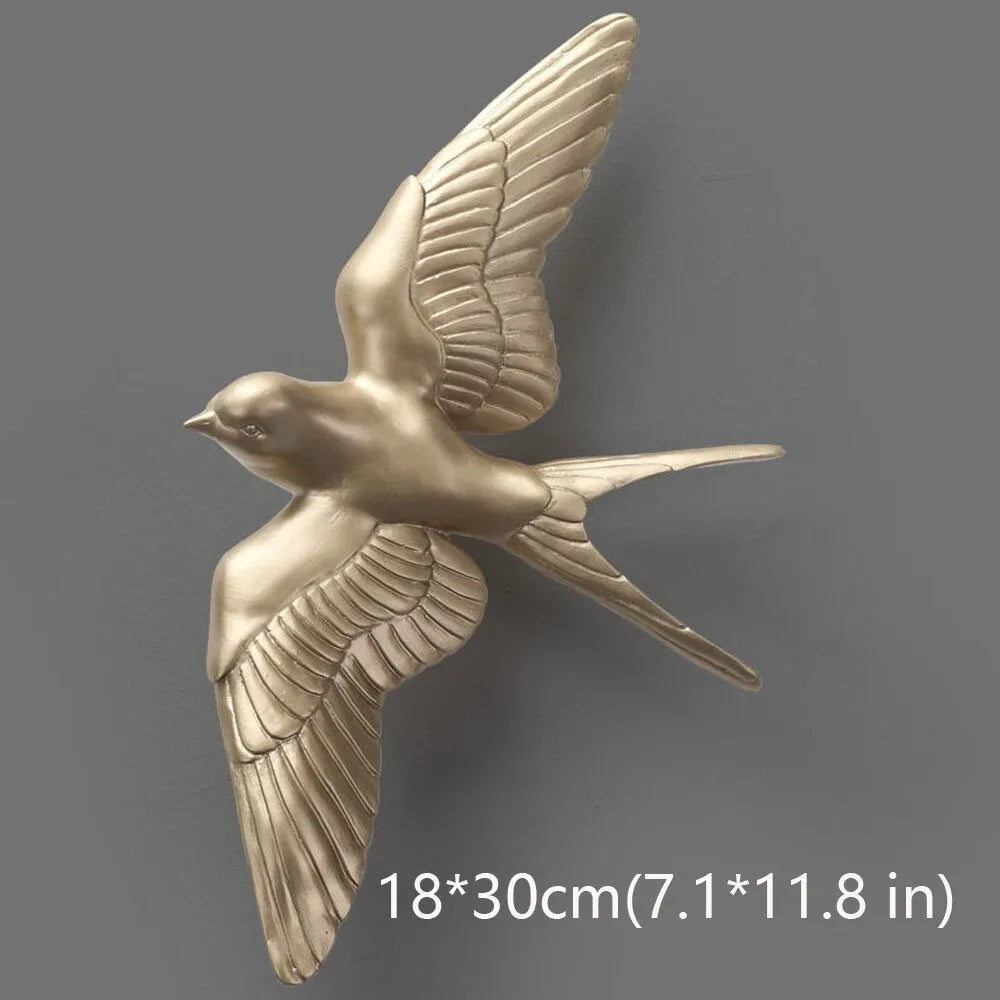 Modern Ceramic Bird Wall Decor – Gold Flying Bird Decorative - Single piece