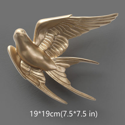 Modern Ceramic Bird Wall Decor – Gold Flying Bird Decorative - Single piece