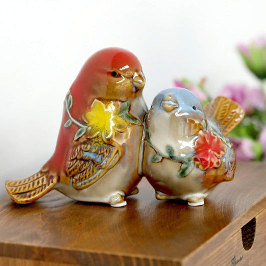 The Chirpy Duo – Ceramic Bird Couple Showpiece Set