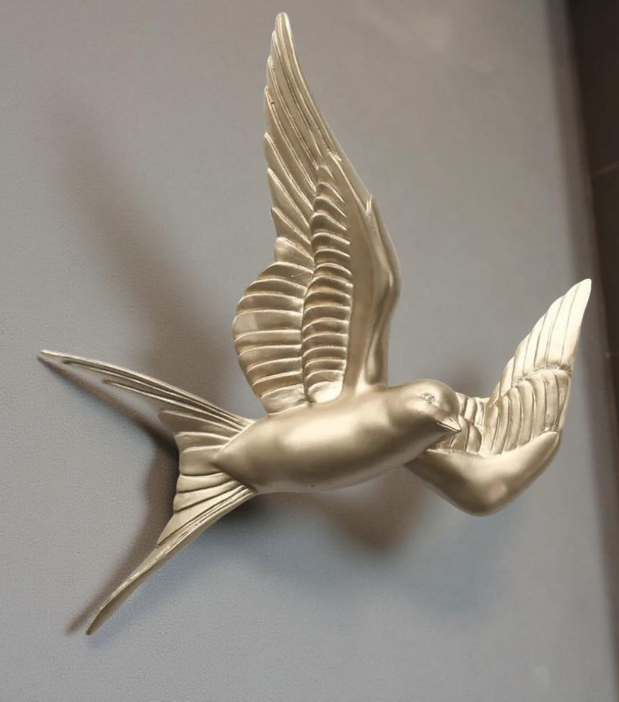 Modern Ceramic Bird Wall Decor – Gold Flying Bird Decorative - Single piece