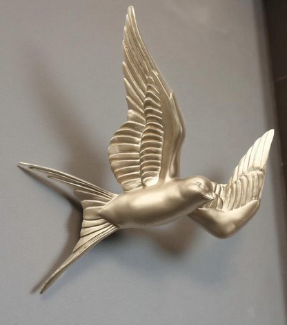 Modern Ceramic Bird Wall Decor – Gold Flying Bird Decorative - Single piece
