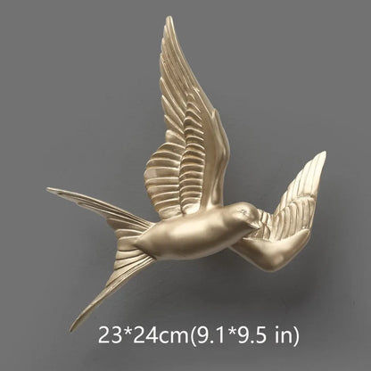Modern Ceramic Bird Wall Decor – Gold Flying Bird Decorative - Single piece