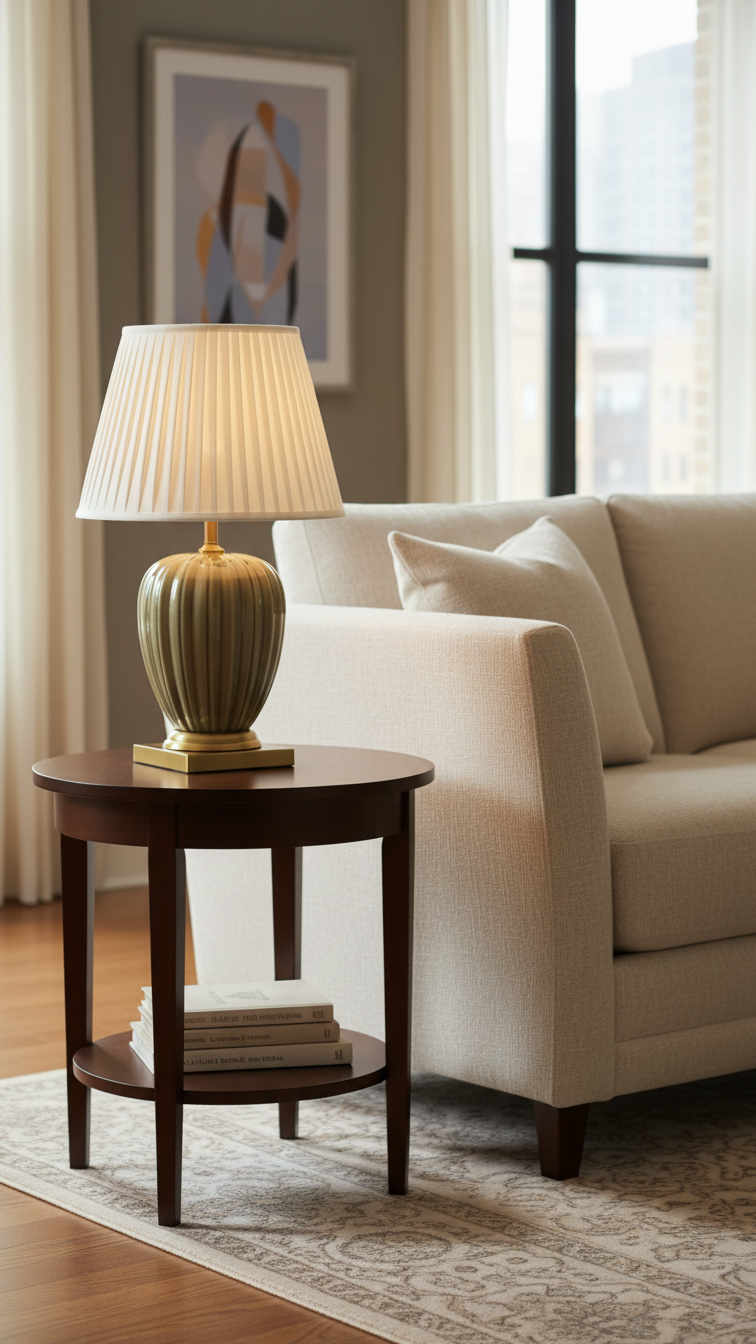 Premium Ribbed Glass Lamp with Gold Accent Base