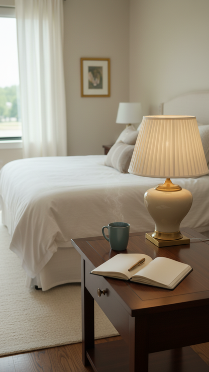 Luxury Neutral Ceramic Lamp with Gold Accent Base