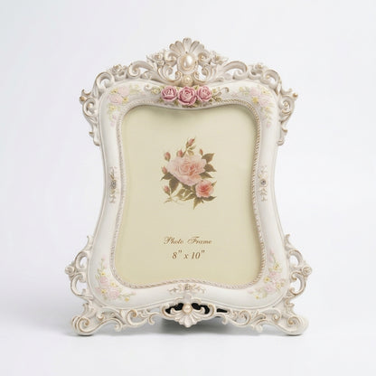 Elegant Vintage White Floral Photo Frame