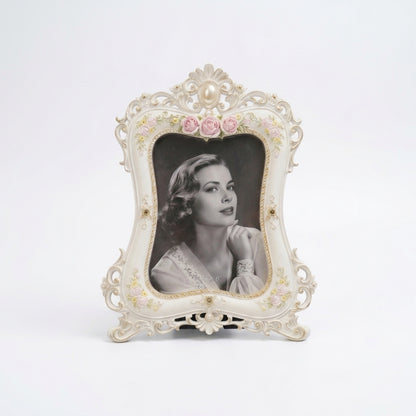 Luxury White & Gold Decorative Frame with Rose Embellishments