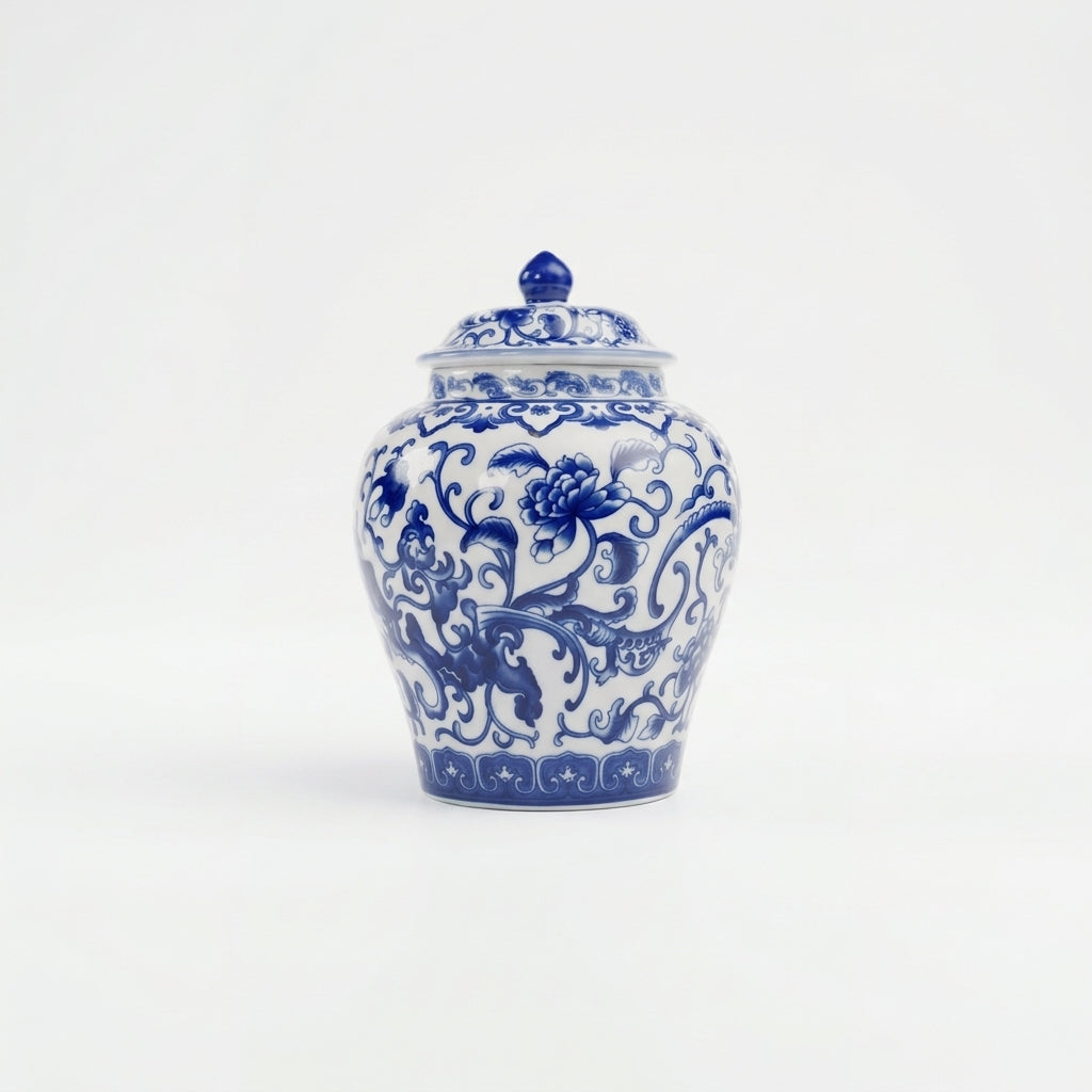 Decorative Blue & White Ginger Jar