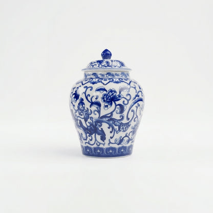 Decorative Blue & White Ginger Jar