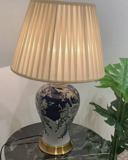 Timeless Blue & White Decorative Porcelain Lamp - Classic Floral Design