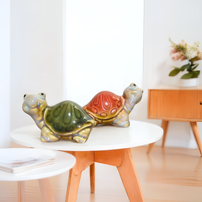 Ceramic Turtles Handcrafted Colorful Figurines - Set of 4 pieces